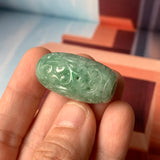 A-Grade Natural Bluish Green Jadeite Money Vine Barrel Pendant No.171337