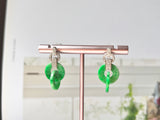 A-Grade Natural Imperial Green Jadeite Interlocking Pair Stud Earring No.180280