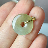 Icy A-Grade Natural Earthy Yellow Green Jadeite Donut Pendant No.172982