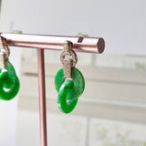 A-Grade Natural Imperial Green Jadeite Interlocking Pair Stud Earring No.180280