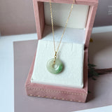 A-Grade Natural Moss On Snow Jadeite Donut Pendant No.172983