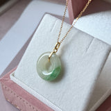 A-Grade Natural Moss On Snow Jadeite Donut Pendant No.172983