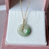 A-Grade Natural Moss On Snow Jadeite Donut Pendant No.172983