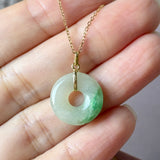 A-Grade Natural Moss On Snow Jadeite Donut Pendant No.172983
