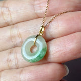 A-Grade Natural Moss On Snow Jadeite Donut Pendant No.172983