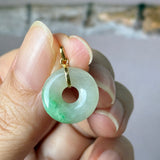 A-Grade Natural Moss On Snow Jadeite Donut Pendant No.172983