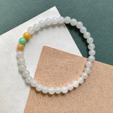 5.1mm A-Grade Natural Tri-Colour Jadeite Beaded Bracelet No.190512
