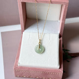 Icy A-Grade Natural Bluish Green Jadeite Donut Pendant No.172984