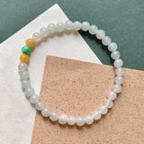 5.1mm A-Grade Natural Tri-Colour Jadeite Beaded Bracelet No.190512