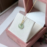 Icy A-Grade Natural Bluish Green Jadeite Donut Pendant No.172984