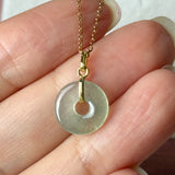 Icy A-Grade Natural Bluish Green Jadeite Donut Pendant No.172984