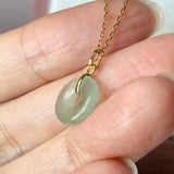 Icy A-Grade Natural Bluish Green Jadeite Donut Pendant No.172984