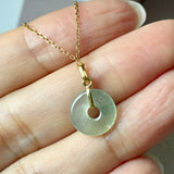 Icy A-Grade Natural Bluish Green Jadeite Donut Pendant No.172984