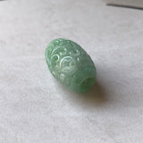 A-Grade Natural Light Bluish Green Jadeite Money Vine Barrel Pendant No.171338