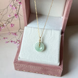 Icy A-Grade Natural Moss On Snow Jadeite Bagel Pendant No.172985