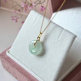 Icy A-Grade Natural Moss On Snow Jadeite Bagel Pendant No.172985
