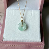 Icy A-Grade Natural Moss On Snow Jadeite Bagel Pendant No.172985