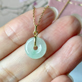 Icy A-Grade Natural Moss On Snow Jadeite Bagel Pendant No.172985