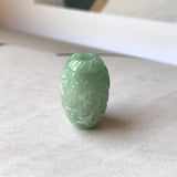 A-Grade Natural Light Bluish Green Jadeite Money Vine Barrel Pendant No.171338