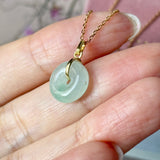 Icy A-Grade Natural Moss On Snow Jadeite Bagel Pendant No.172985