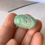 A-Grade Natural Light Bluish Green Jadeite Money Vine Barrel Pendant No.171338