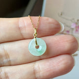 Icy A-Grade Natural Moss On Snow Jadeite Bagel Pendant No.172985