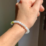 5.1mm A-Grade Natural Tri-Colour Jadeite Beaded Bracelet No.190512