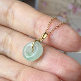 Icy A-Grade Natural Moss On Snow Jadeite Bagel Pendant No.172985
