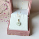 Icy A-Grade Natural White Jadeite Bagel Pendant No.172986