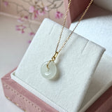 Icy A-Grade Natural White Jadeite Bagel Pendant No.172986
