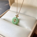 A-Grade Jadeite V.Petals Lilac Flower Donut Pendant No.172081