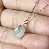 Icy A-Grade Natural White Jadeite Bagel Pendant No.172986