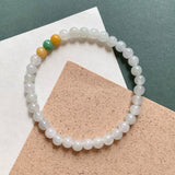 5.1mm A-Grade Natural Tri-Colour Jadeite Beaded Bracelet No.190513