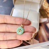 A-Grade Jadeite V.Petals Lilac Flower Donut Pendant No.172081