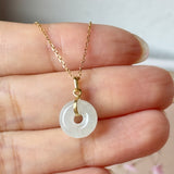 Icy A-Grade Natural White Jadeite Bagel Pendant No.172986
