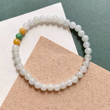 5.1mm A-Grade Natural Tri-Colour Jadeite Beaded Bracelet No.190513