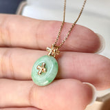 A-Grade Jadeite V.Petals Lilac Flower Donut Pendant No.172081