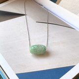 A-Grade Natural Light Bluish Green Jadeite Money Vine Barrel Pendant No.171338