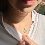 A-Grade Jadeite V.Petals Lilac Flower Donut Pendant No.172081