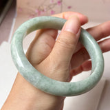 SOLD OUT: 66.8mm A-Grade Light Green Jadeite Modern Round Bangle No.152187