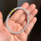 5.1mm A-Grade Natural Tri-Colour Jadeite Beaded Bracelet No.190514