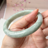 SOLD OUT: 66.8mm A-Grade Light Green Jadeite Modern Round Bangle No.152187
