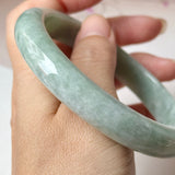 SOLD OUT: 66.8mm A-Grade Light Green Jadeite Modern Round Bangle No.152187