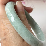 SOLD OUT: 66.8mm A-Grade Light Green Jadeite Modern Round Bangle No.152187