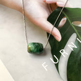 SOLD OUT: A-Grade Natural Bluish Green Jadeite Barrel Pendant No.220705