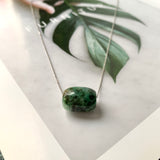 A-Grade Natural Bluish Green Jadeite Barrel Pendant No.220705