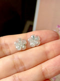 Icy A-Grade Floral Jadeite Jasmine Flower Pair No. 180946