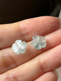Icy A-Grade Floral Jadeite Jasmine Flower Pair No. 180946