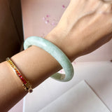 66.8mm A-Grade Light Green Jadeite Modern Round Bangle No.152188