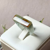 16.4mm A-Grade Natural Earthy Tone Jadeite Ancient Hollowed Carvings Ring No. 161216